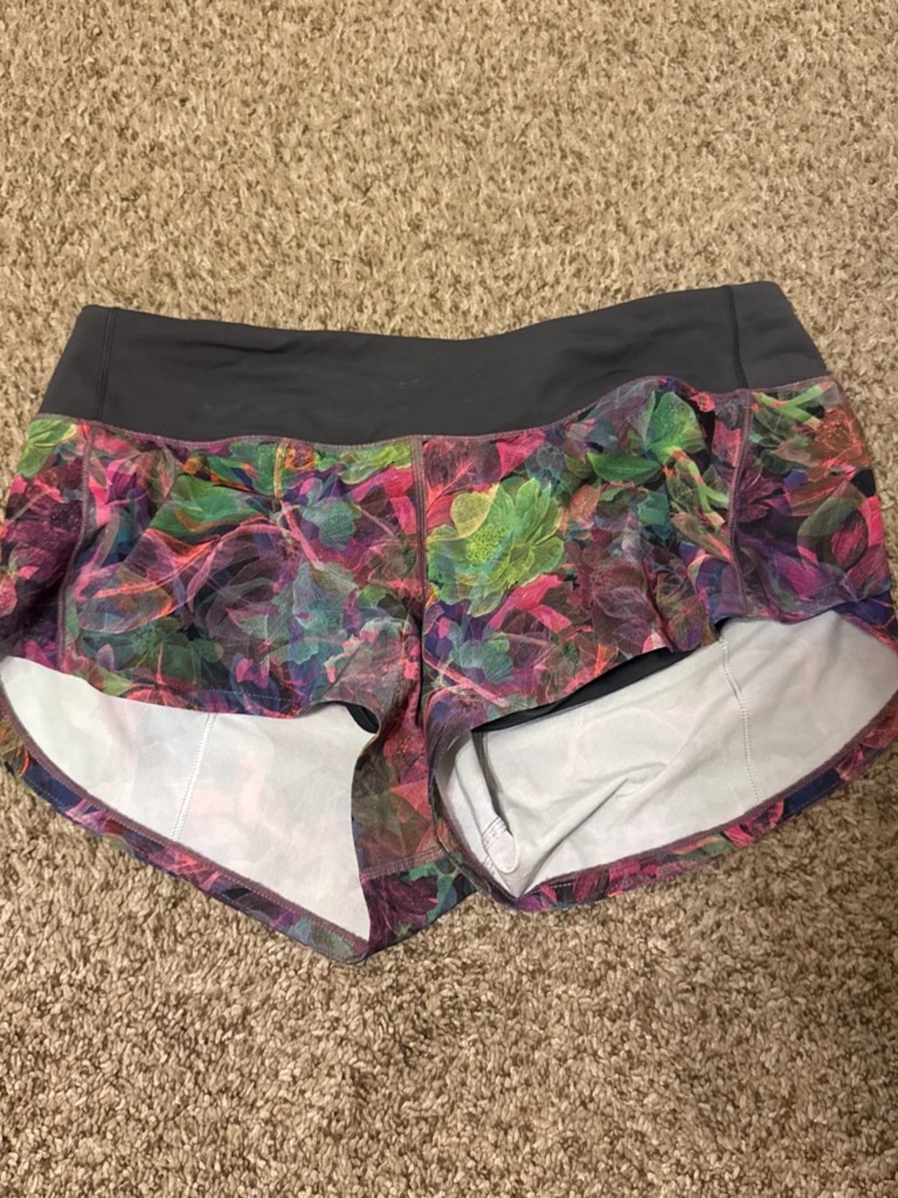 Lululemon Multicolor Floral Running Shorts - Stretch Waistband